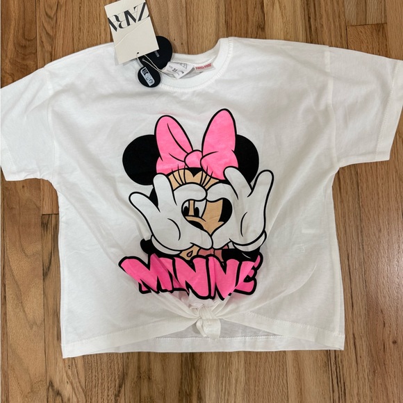 Zara Kids Minnie Mouse Disney tie neon tee - Picture 3 of 4